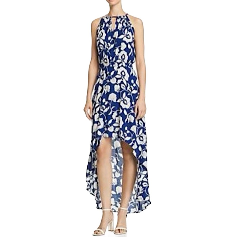 Aqua High Low Halter Neck Dress